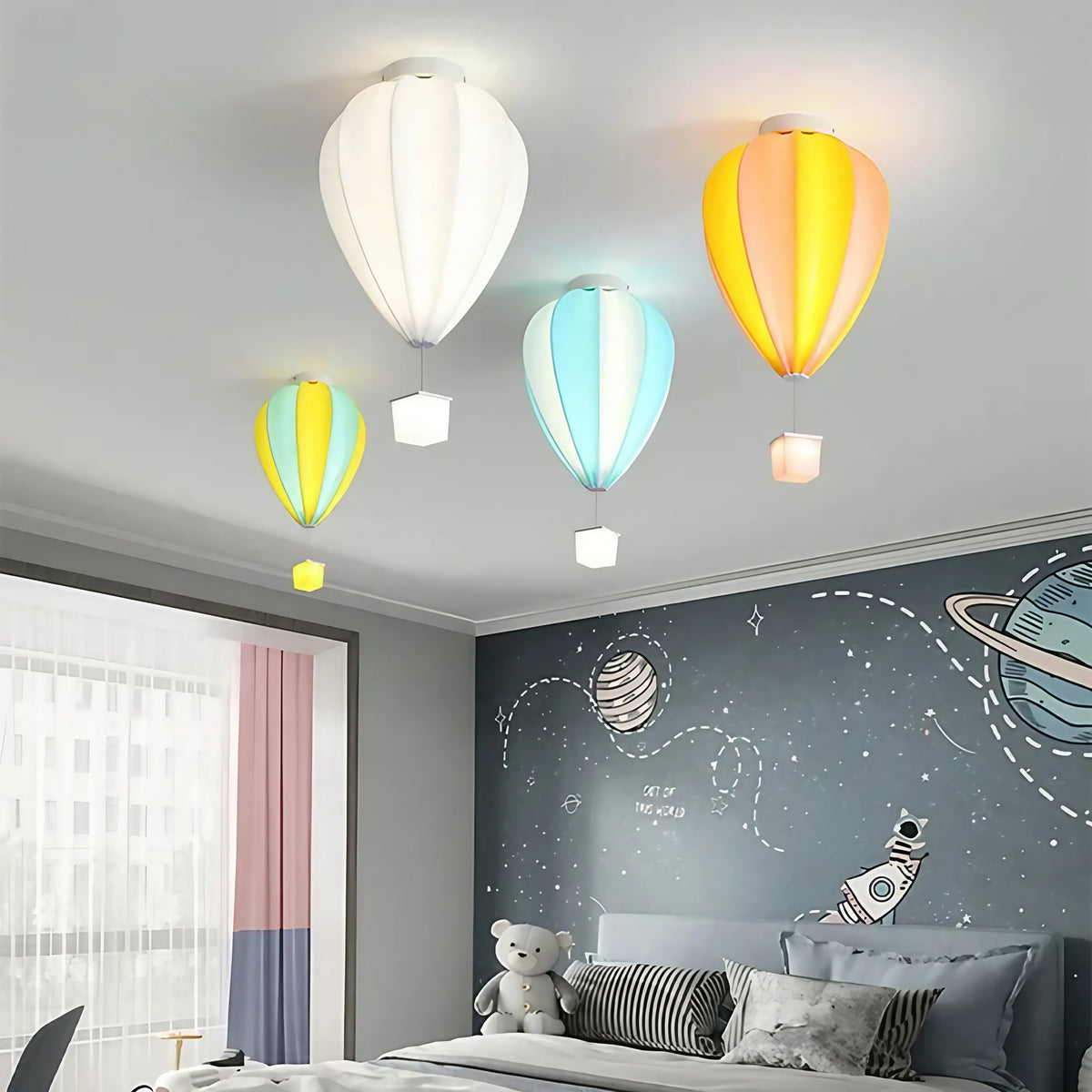 Plafonnier montgolfière pour chambre d'enfant, quatre coloris, jaune