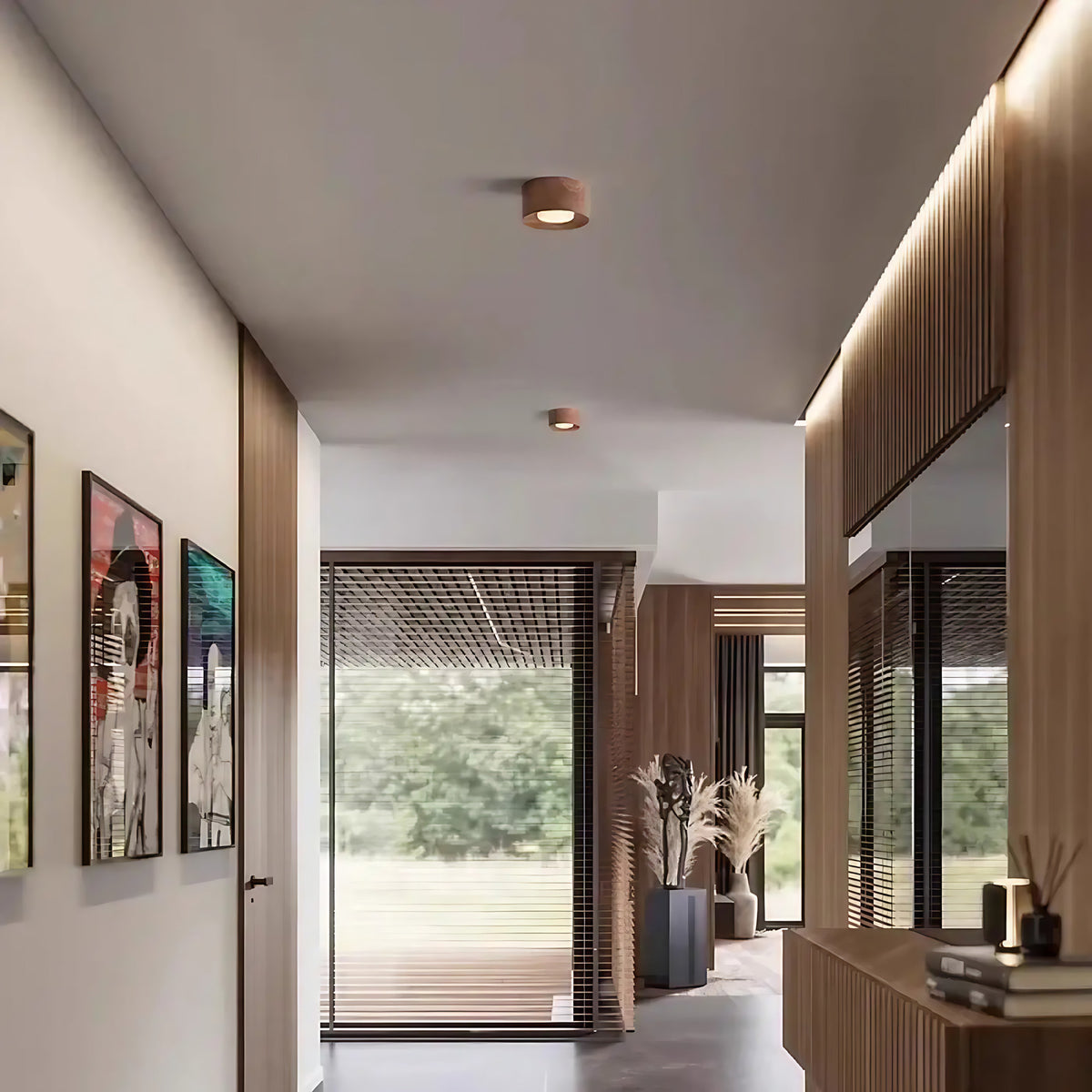 Plafonnier LED minimaliste au style naturel, tailles S ou M