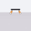 Plafonnier 2 spots orientables noir et cuivre, barre de 30 cm