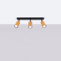 Plafonnier 3 spots orientables noir et cuivre, barre de 45 cm