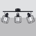 Plafonnier 3 spots orientables à grilles, métal noir, 48 cm