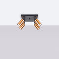 Plafonnier 4 spots orientables noir et cuivre, sur platine de 25 cm
