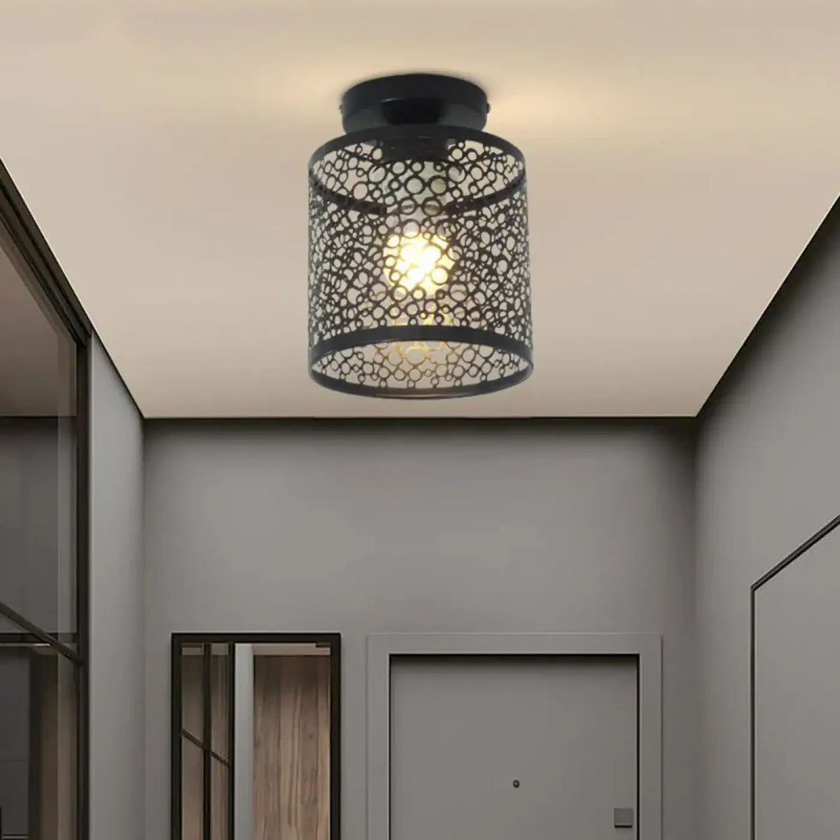 Plafonnier oriental à motifs découpés, noir ou blanc