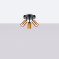 Plafonnier 3 spots orientables noir et cuivre, rosace ronde