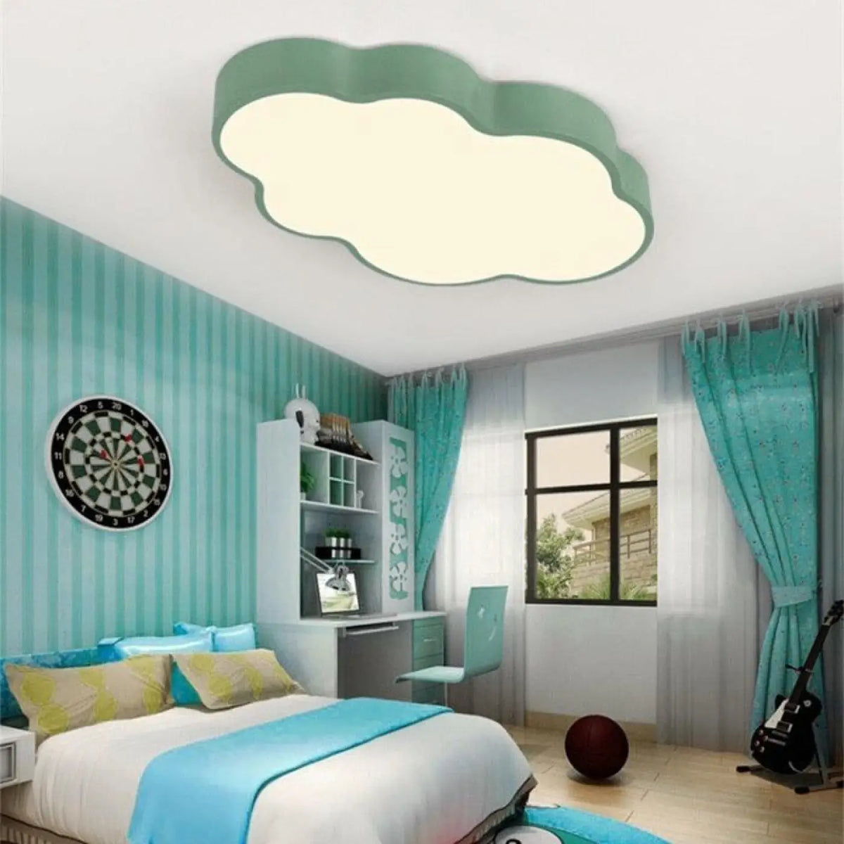 Plafonnier nuage LED pour chambre d'enfant, quatre coloris, vert