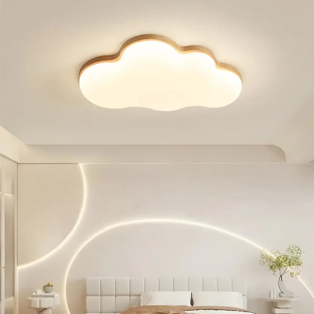 Plafonnier nuage LED pour chambre d'enfant, marron ou beige, beige