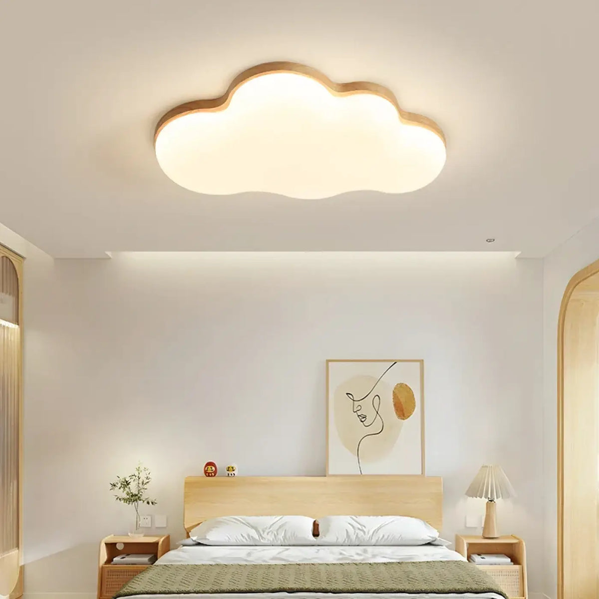 Plafonnier nuage LED pour chambre d'enfant, marron ou beige