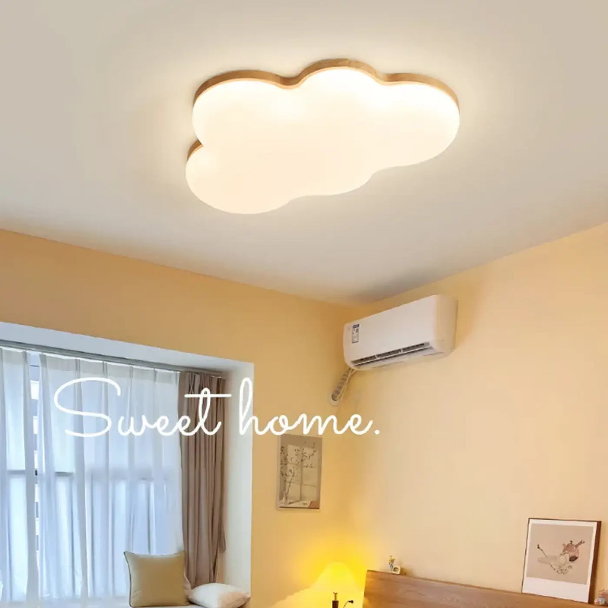 Plafonnier nuage LED pour chambre d'enfant, marron ou beige, beige