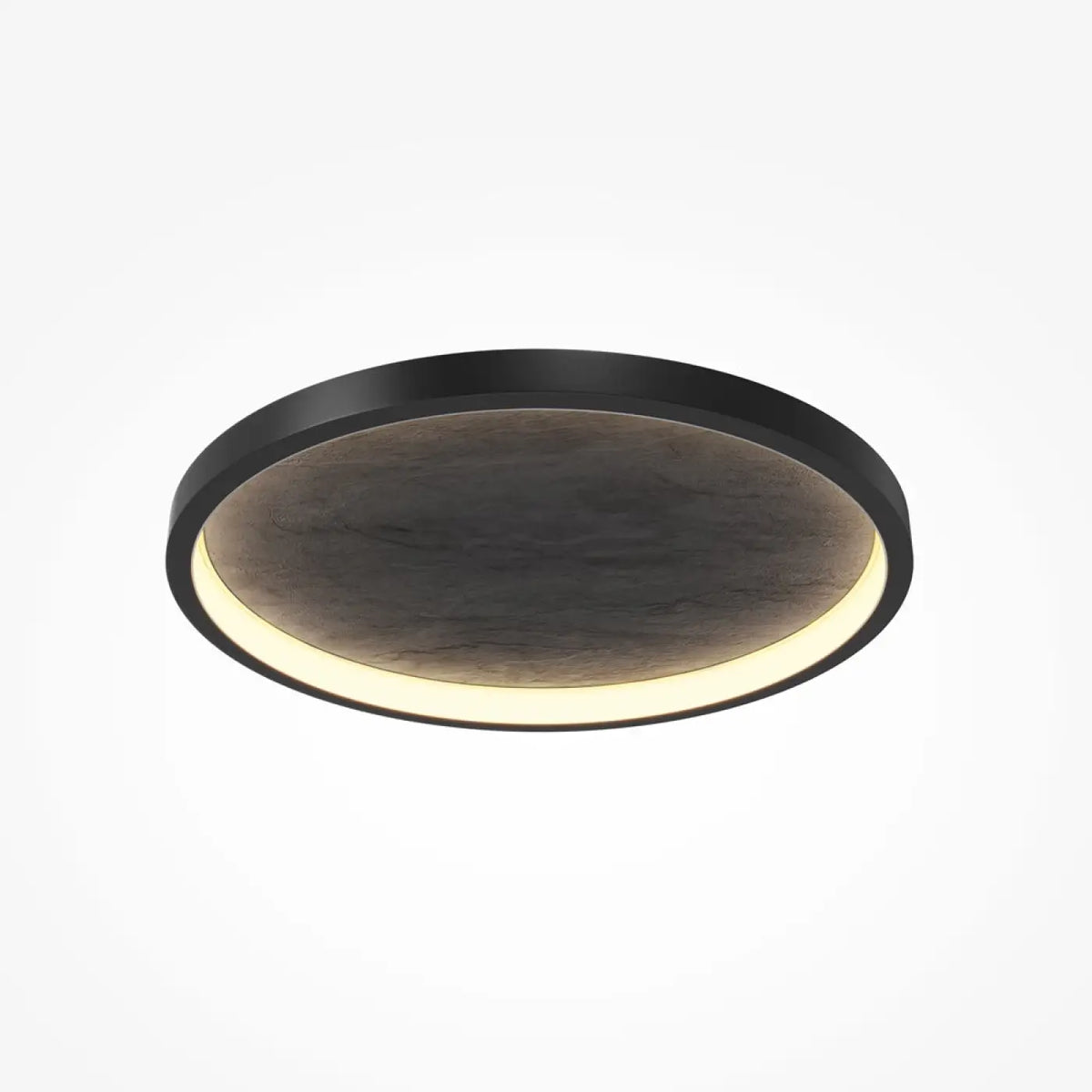 Plafonnier LED disque noir effet pierre, 40 ou 60 cm