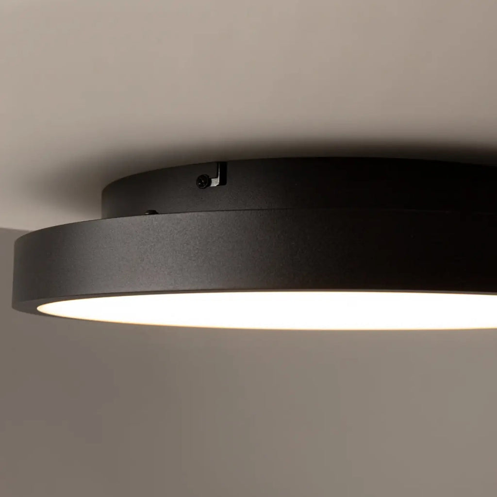 Plafonnier LED disque noir effet pierre, 40 ou 60 cm