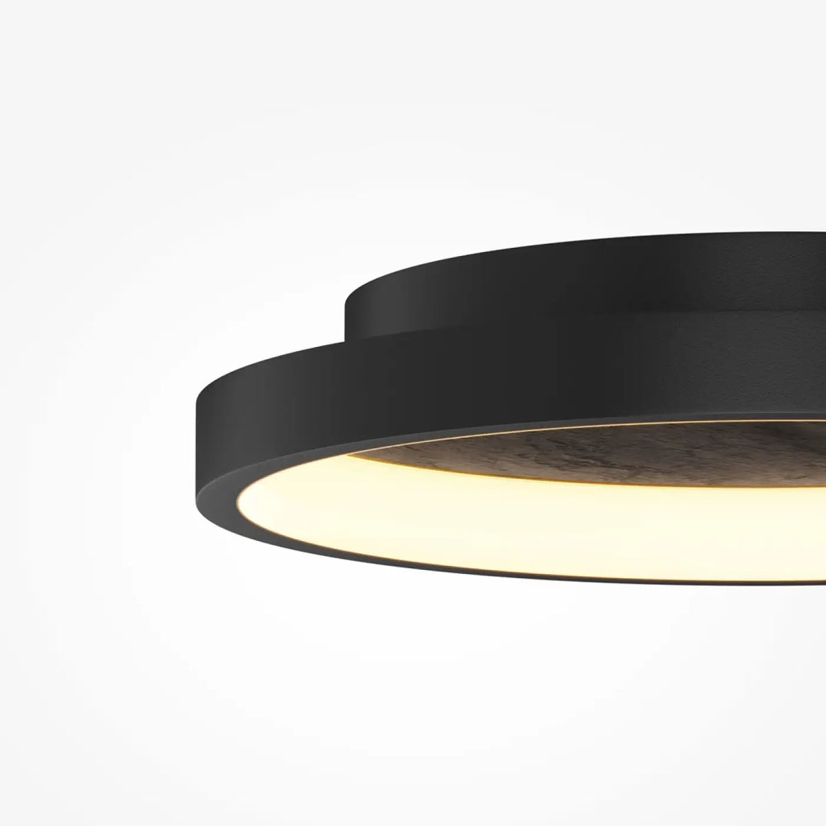 Plafonnier LED disque noir effet pierre, 40 ou 60 cm