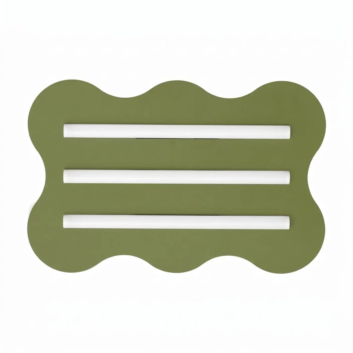 Plafonnier plat en acier ondulé à trois tubes, 16 coloris, vert olive