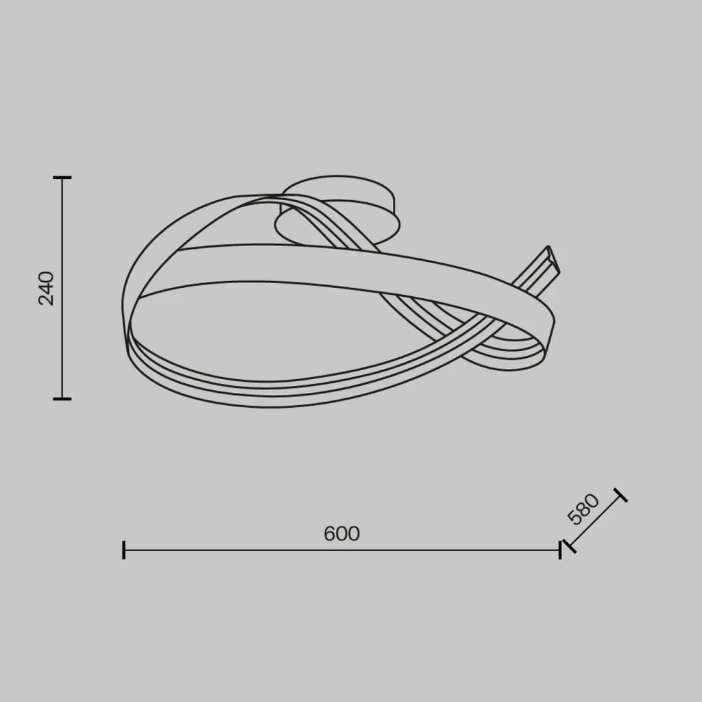 Plafonnier LED en forme de vague, acier doré, 60 cm