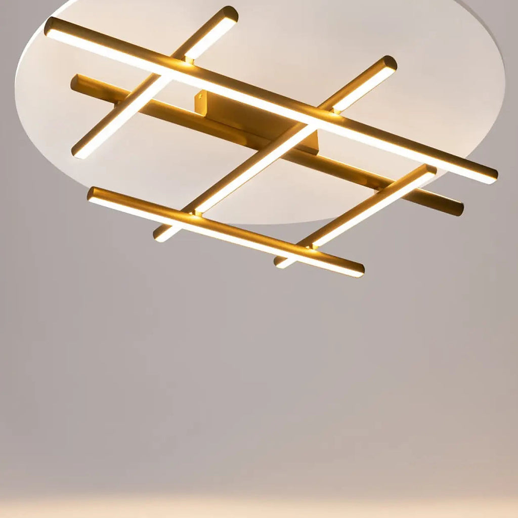 Plafonnier LED à branches dorées rayonnantes, 7000 lumens