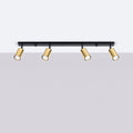Plafonnier 4 spots orientables noir et doré, rampe de 82 cm