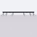 Plafonnier 6 spots orientables noir et chrome, rampe de 118 cm