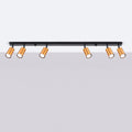 Plafonnier 6 spots orientables noir et cuivre, rampe de 118 cm