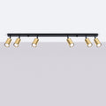 Plafonnier 6 spots orientables noir et doré, rampe de 118 cm