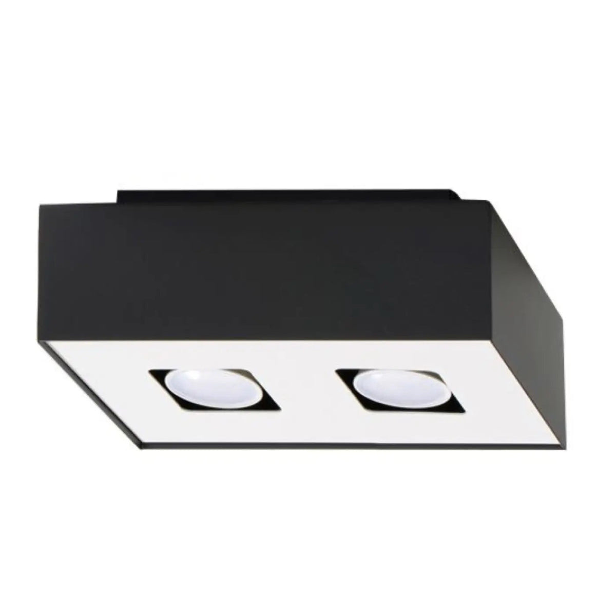 Plafonnier rectangulaire en acier noir à deux spots GU10