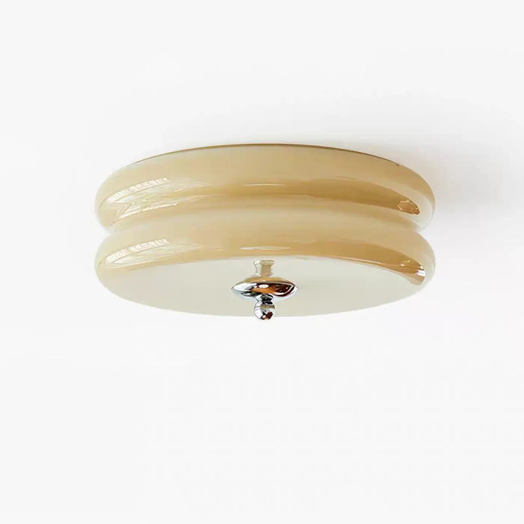 Plafonnier rétro en verre façon années 70, blanc ou beige