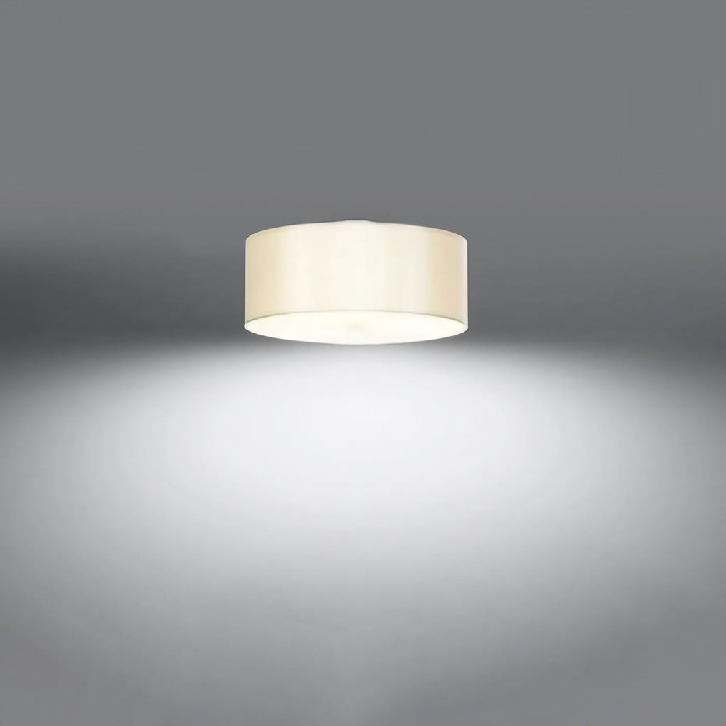 Plafonnier rond en tissu avec diffuseur en verre, de 30 à 80 cm