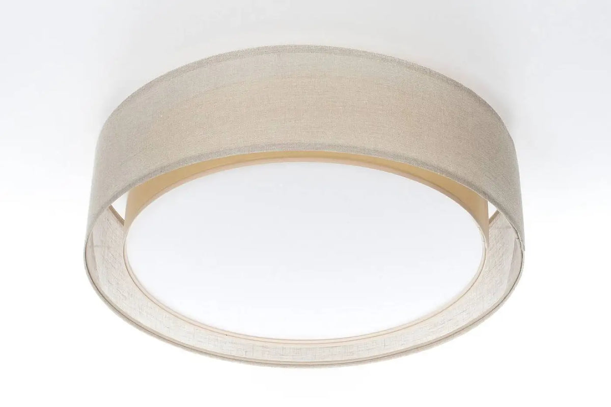 Plafonnier rond en tissu beige, 50 ou 60 cm de diamètre