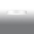 Grand plafonnier rond blanc en tissu et verre, 100 cm, 6 ampoules