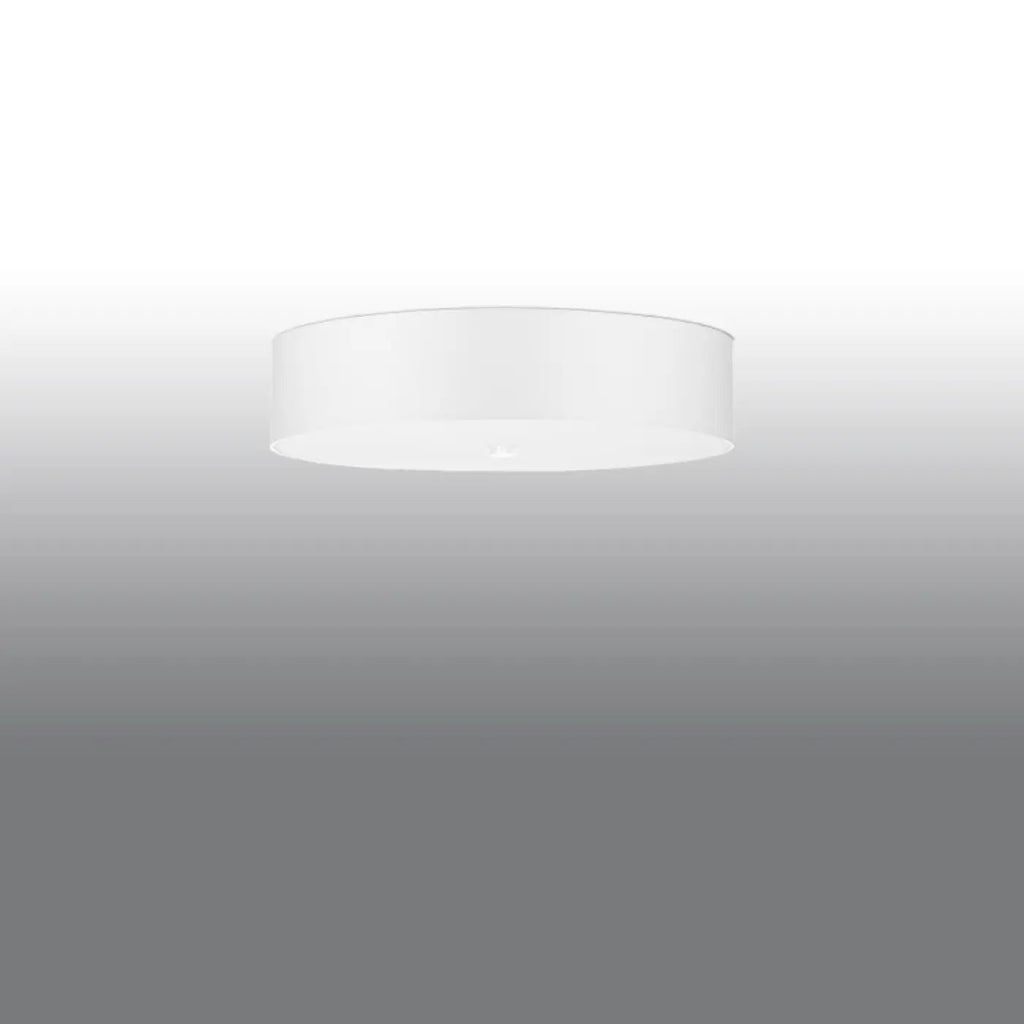Plafonnier rond blanc en tissu et verre, 50 cm, 5 ampoules E27