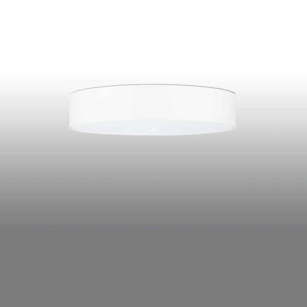 Plafonnier rond blanc en tissu et verre, 60 cm, 5 ampoules E27