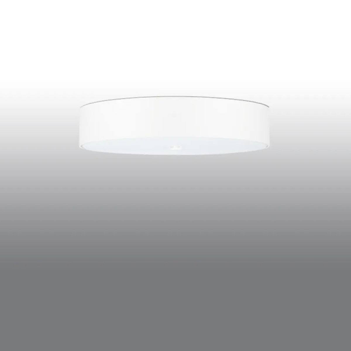 Plafonnier rond blanc en tissu et verre, 60 cm, 5 ampoules E27