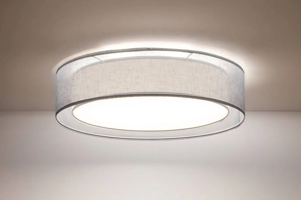 Plafonnier anneau en tissu bleu clair, 50 ou 60 cm de diamètre