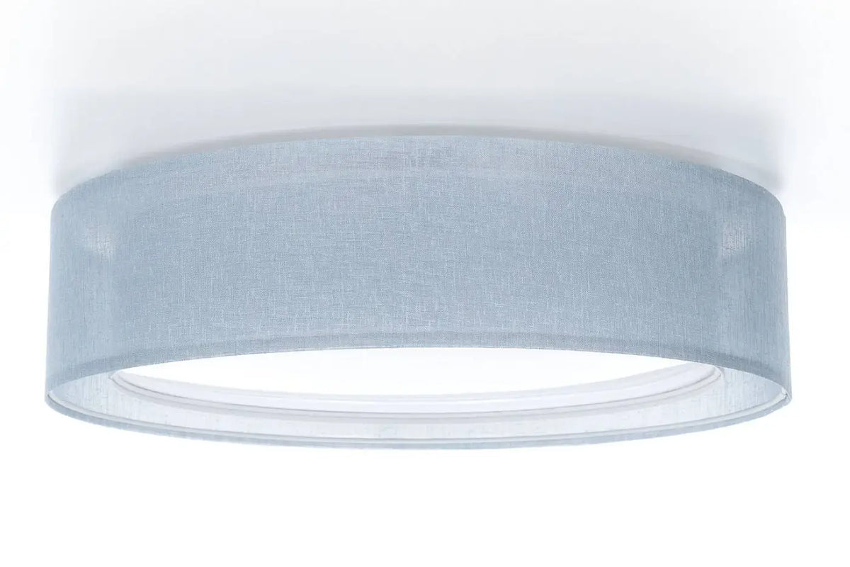 Plafonnier anneau en tissu bleu clair, 50 ou 60 cm de diamètre