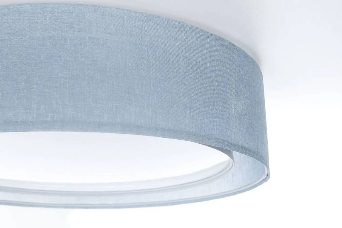 Plafonnier anneau en tissu bleu clair, 50 ou 60 cm de diamètre