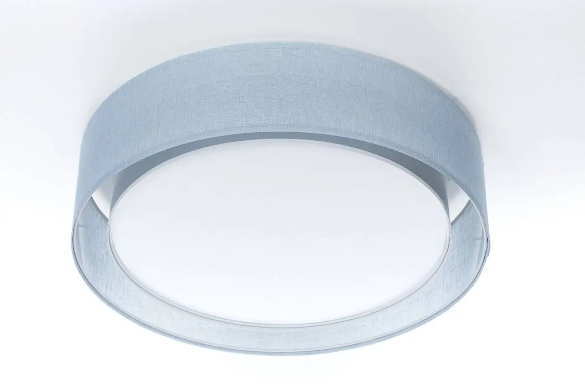 Plafonnier anneau en tissu bleu clair, 50 ou 60 cm de diamètre