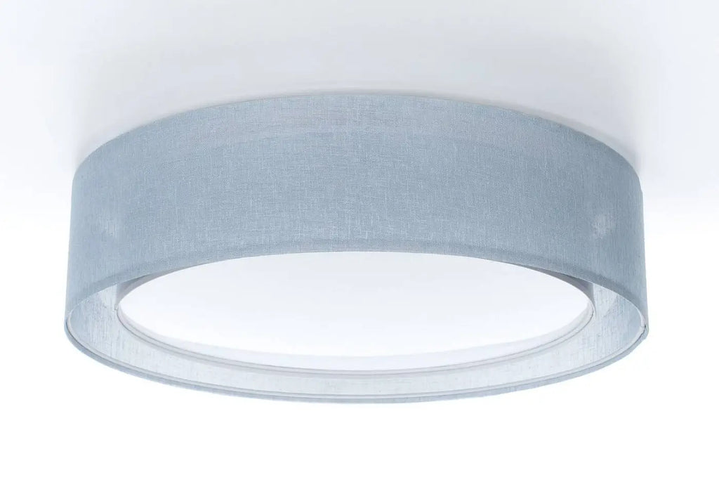 Plafonnier anneau en tissu bleu clair, 50 ou 60 cm de diamètre