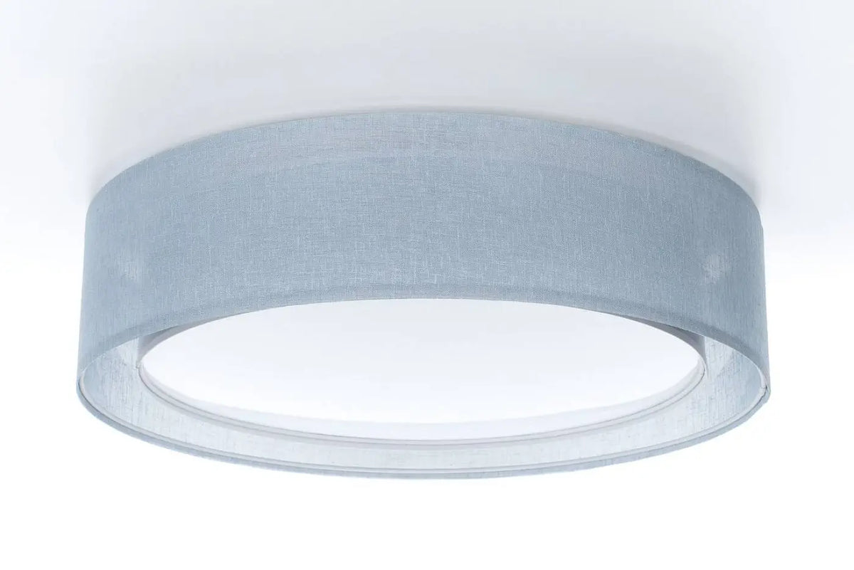 Plafonnier anneau en tissu bleu clair, 50 ou 60 cm de diamètre