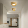 Plafonnier rond en bois deux tons pour couloir, beige ou marron, beige