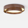 Plafonnier rond en bois avec anneau décalé, tailles S et M