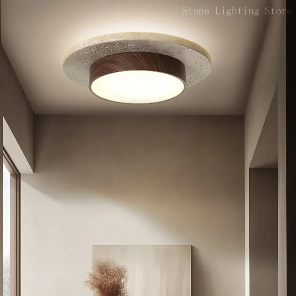 Plafonnier rond en bois, style scandinave, blanc chaud ou froid, marron