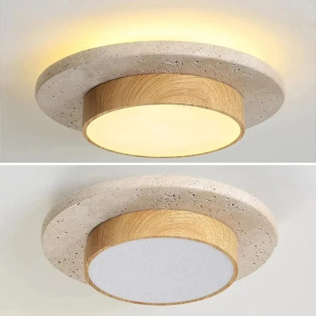Plafonnier rond en bois, style scandinave, blanc chaud ou froid