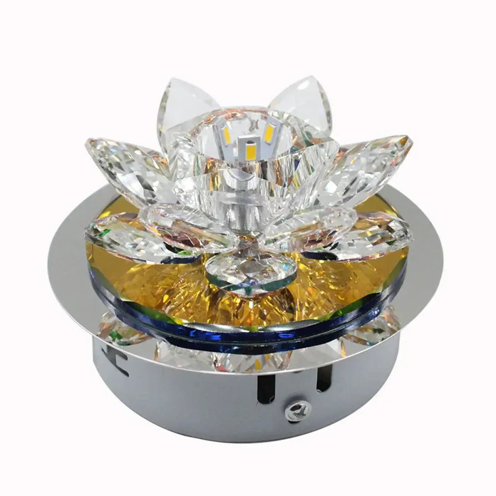 Plafonnier rond en cristal scintillant, lumière au choix