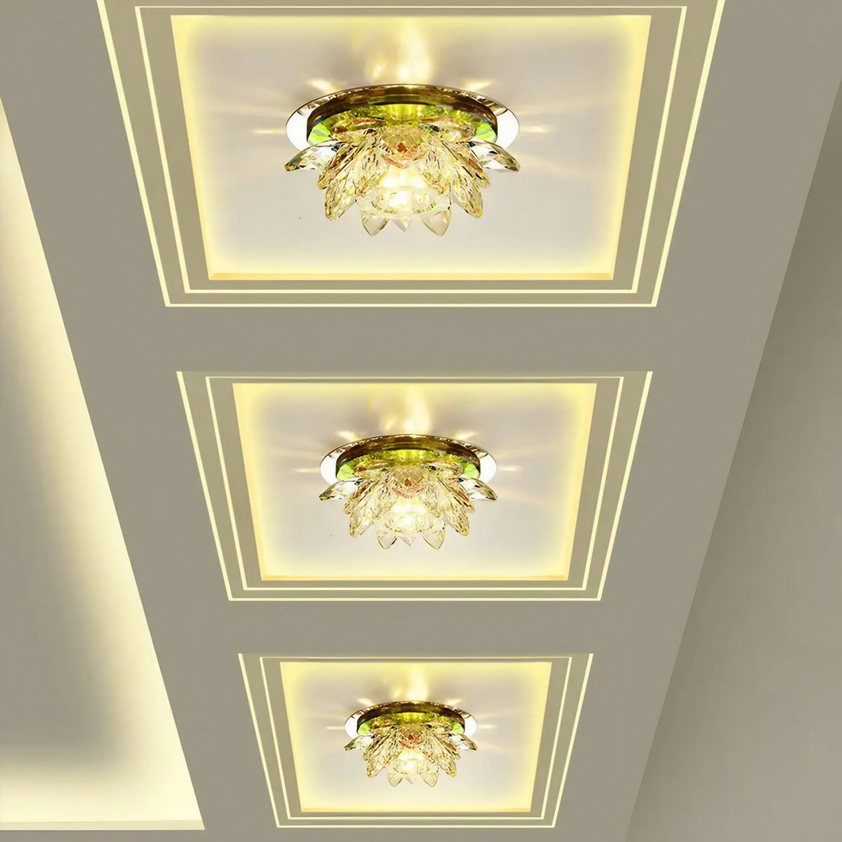 Plafonnier rond en cristal scintillant, lumière au choix