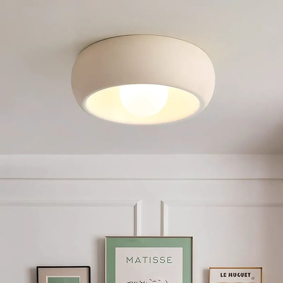 Plafonnier rond moderne, blanc ou gris, couloir ou salon, blanc