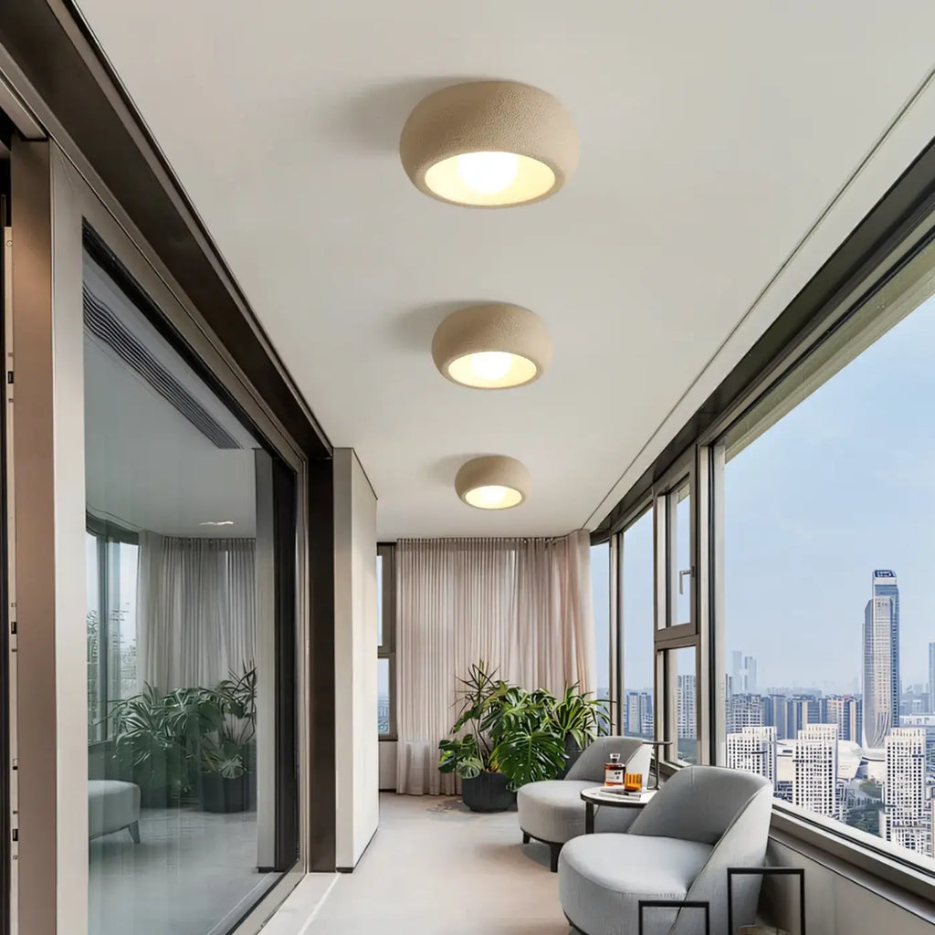 Plafonnier rond moderne, blanc ou gris, couloir ou salon
