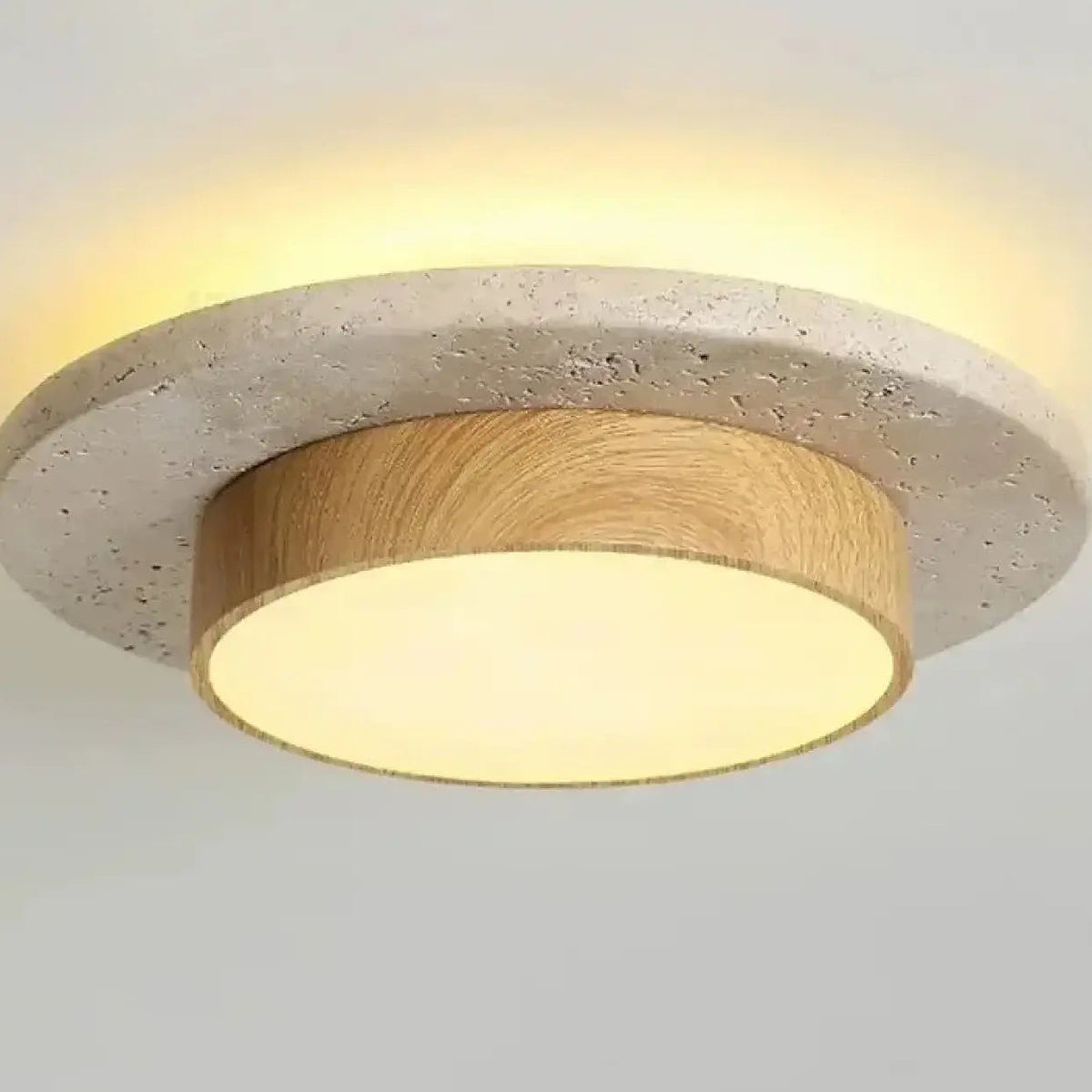 Plafonnier rond en bois, style scandinave, blanc chaud ou froid, beige