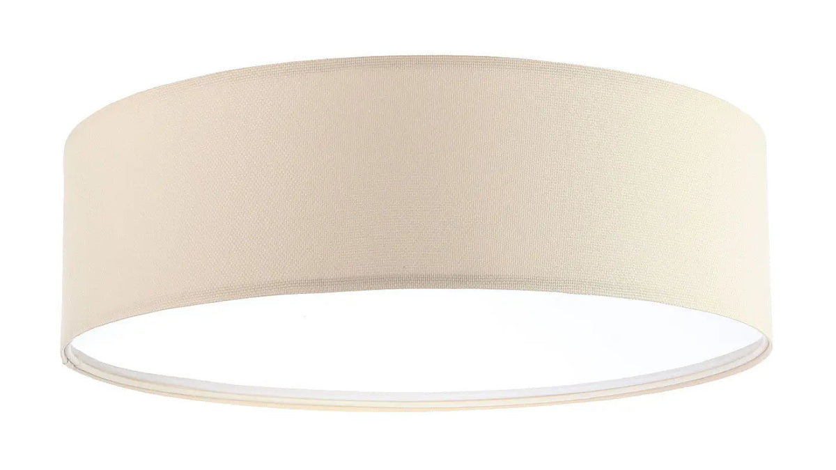 Plafonnier rond en tissu champagne aspect lin, 50 cm