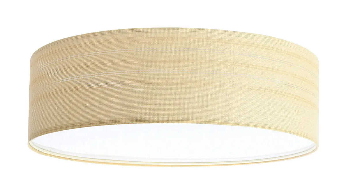 Plafonnier rond en tissu crème côtelé, 50 cm, diffuseur blanc