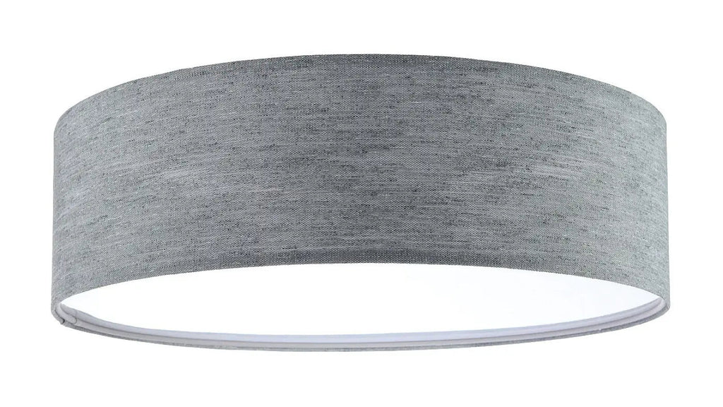 Plafonnier rond en tissu gris béton, 50 cm, diffuseur blanc
