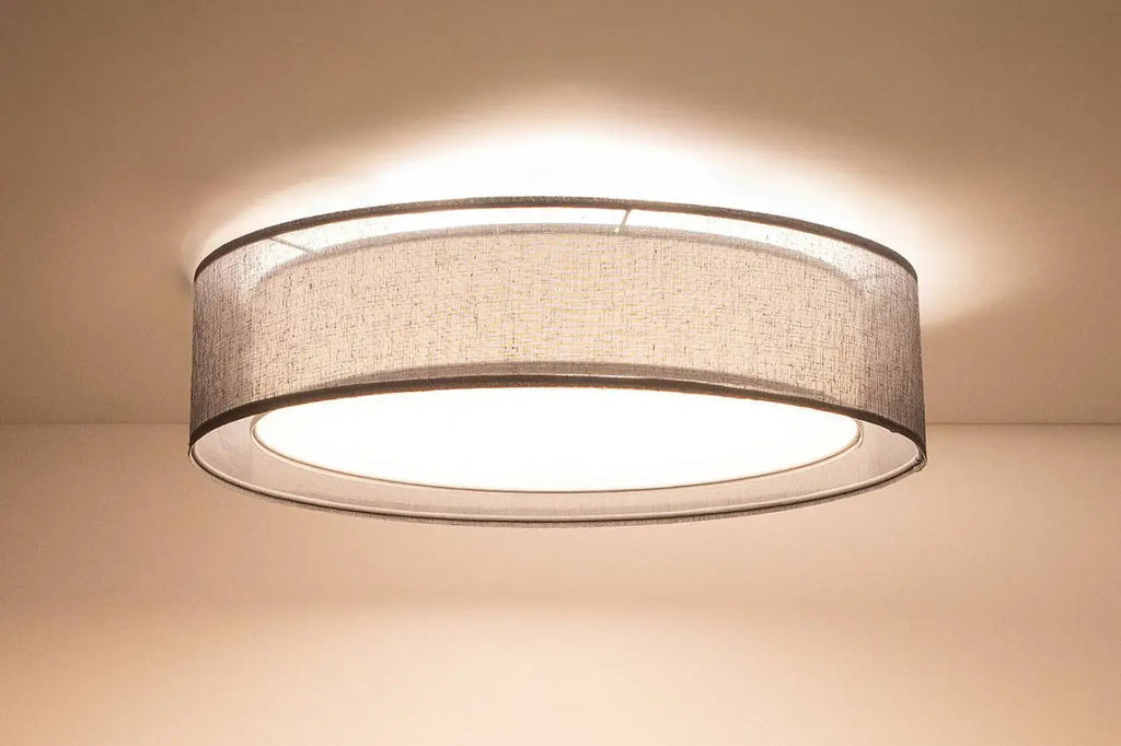 Plafonnier anneau en tissu graphite, 50 ou 60 cm de diamètre