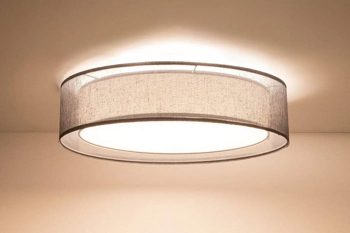Plafonnier anneau en tissu graphite, 50 ou 60 cm de diamètre